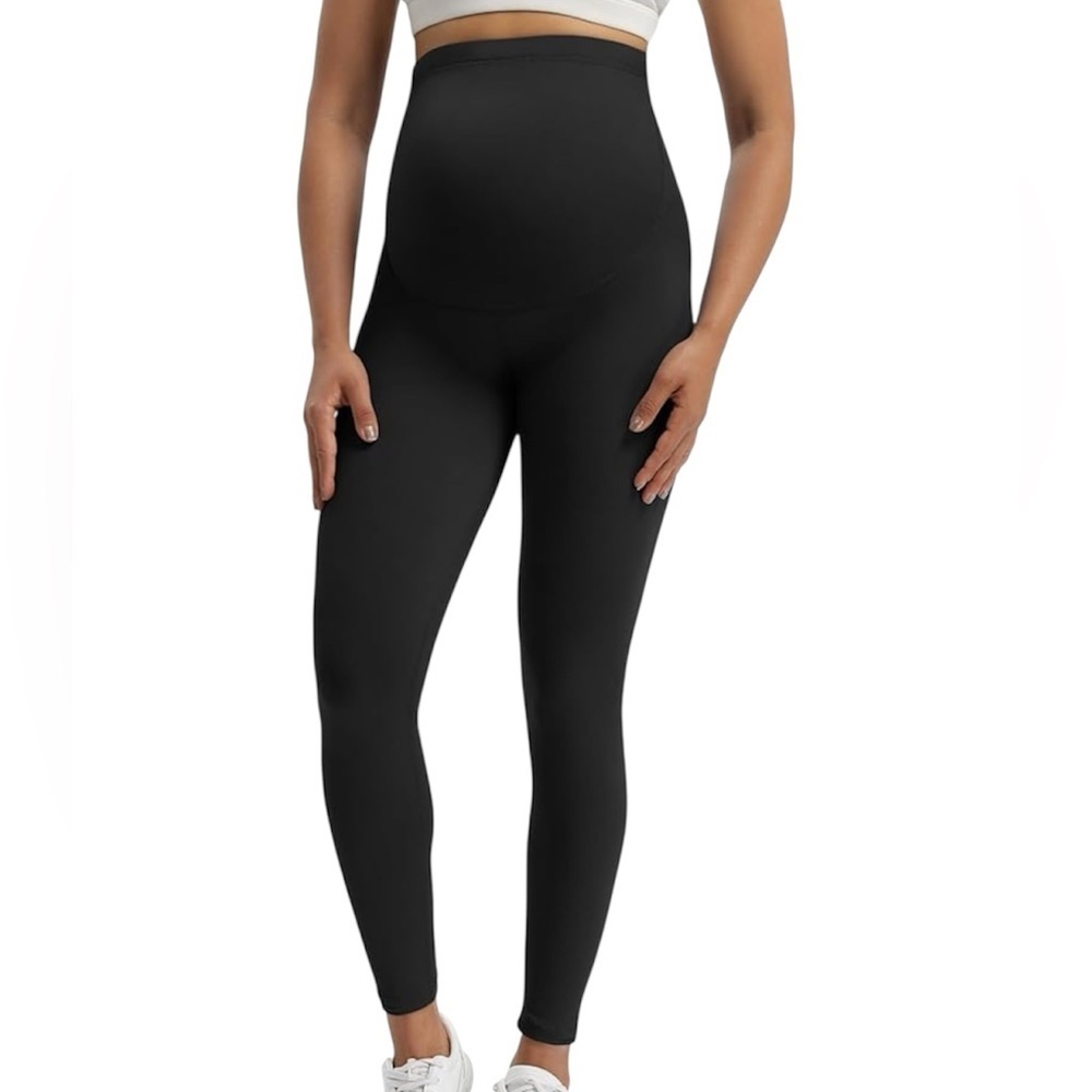 Black Maternity Leggings over the Belly Pregnancy pants yoga pants size large